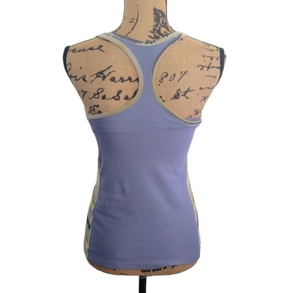 XS Nike Dri-Fit built-in bra racerback tank gray yellow blue watercolor stripes - Picture 2 of 6